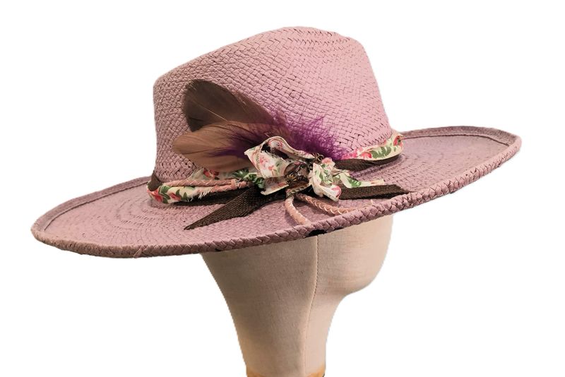 Lavender Wide Rolled Brim Straw Rancher AH L