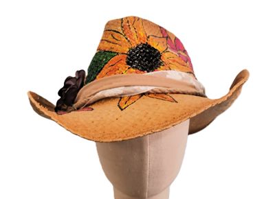 Straw Cowboy Hat Painted Sunflower