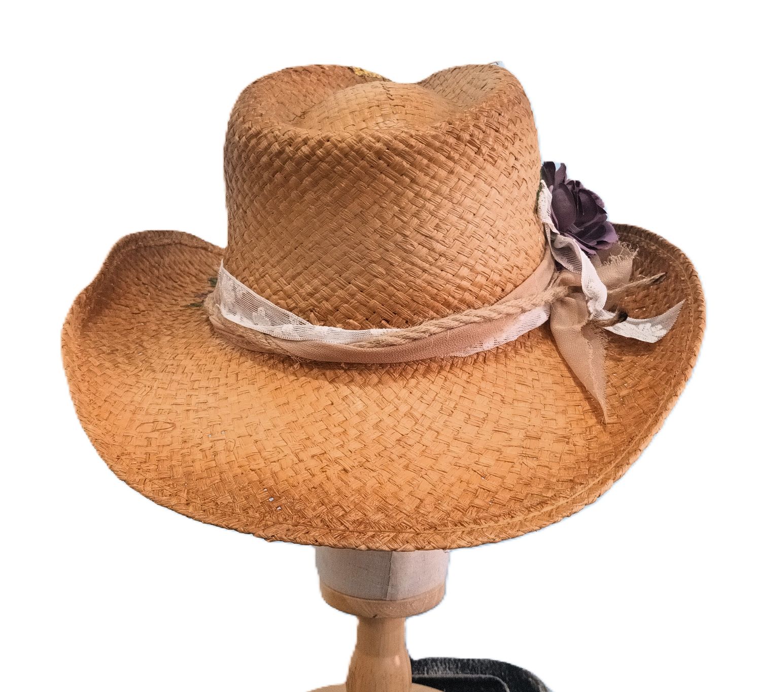 Straw Cowboy Hat Painted Sunflower