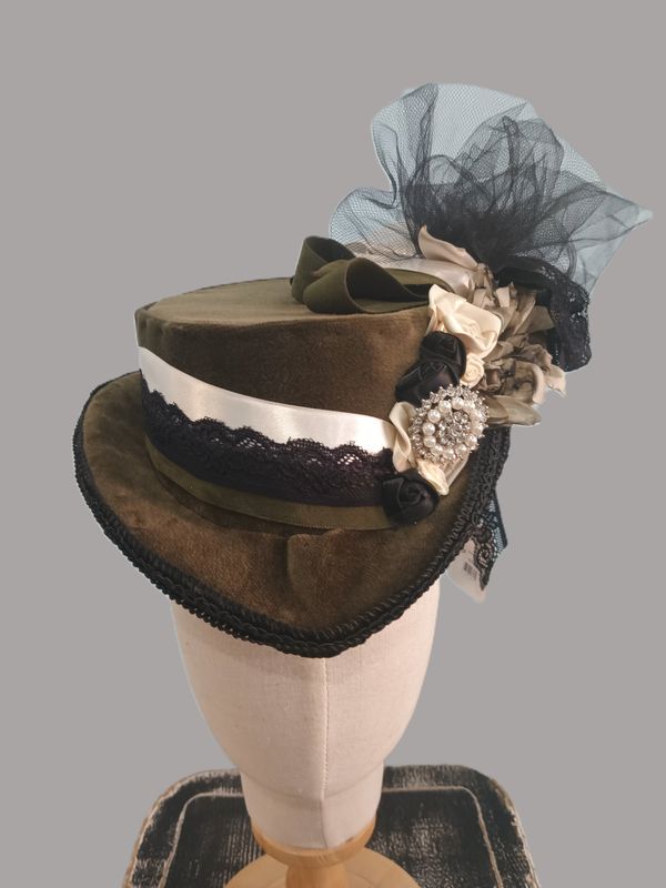 Velvet Olive Victorian Fascinator
