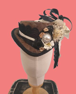 Brown Faux Leather Victorian Fascinator