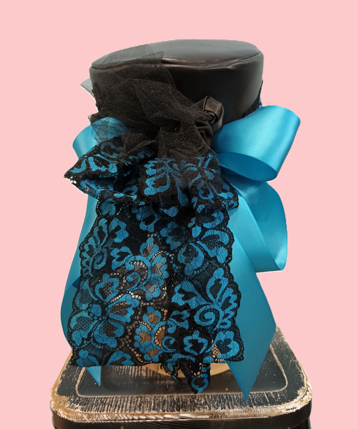 Faux Leather Blue Ladies Victorian Top Hat Dragon 5 M