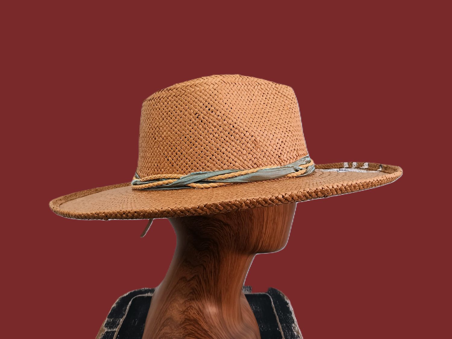 Straw Rolled Brim Rancher Painted 4
