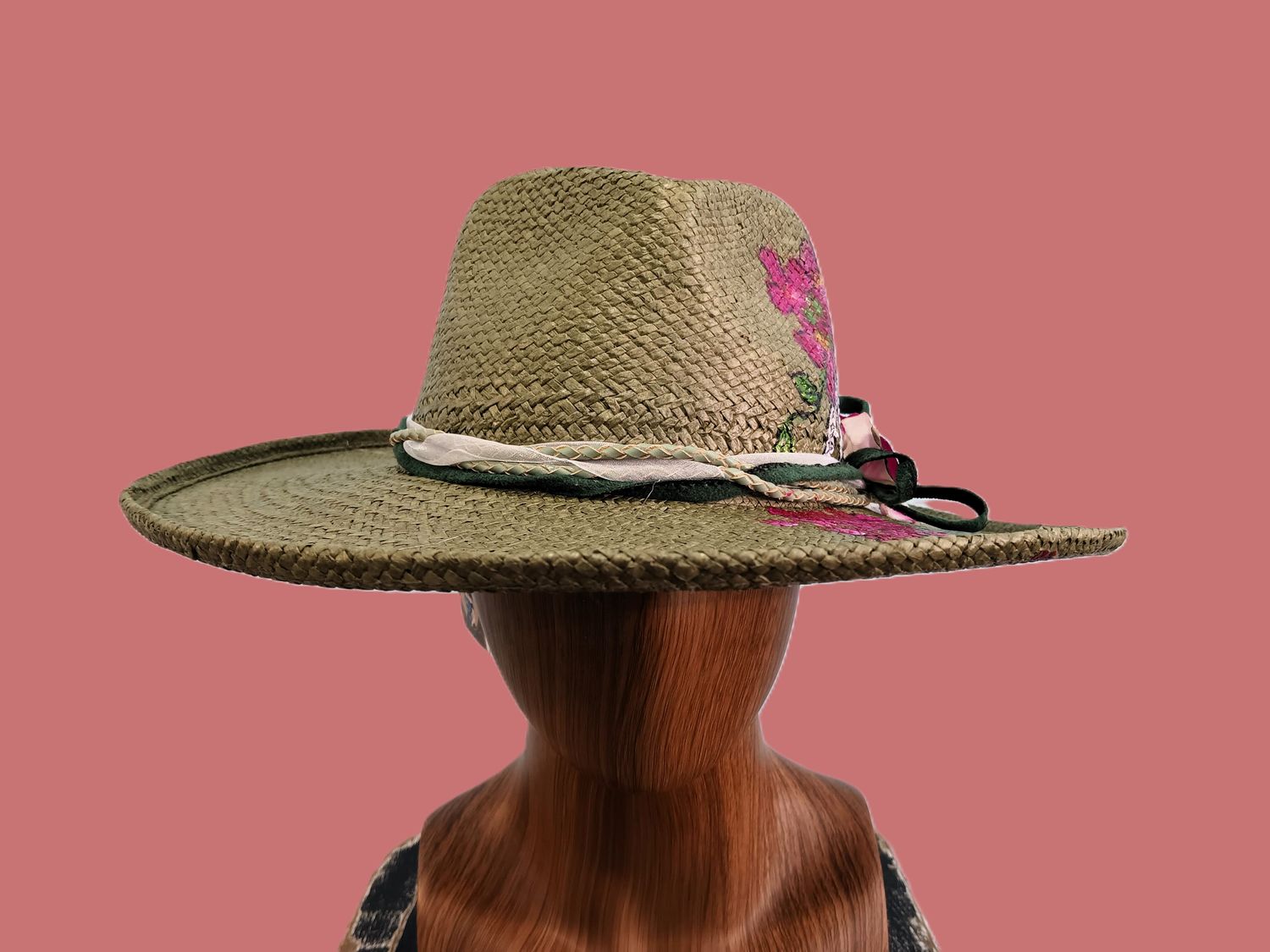 Straw Rolled Brim Rancher Painted 2