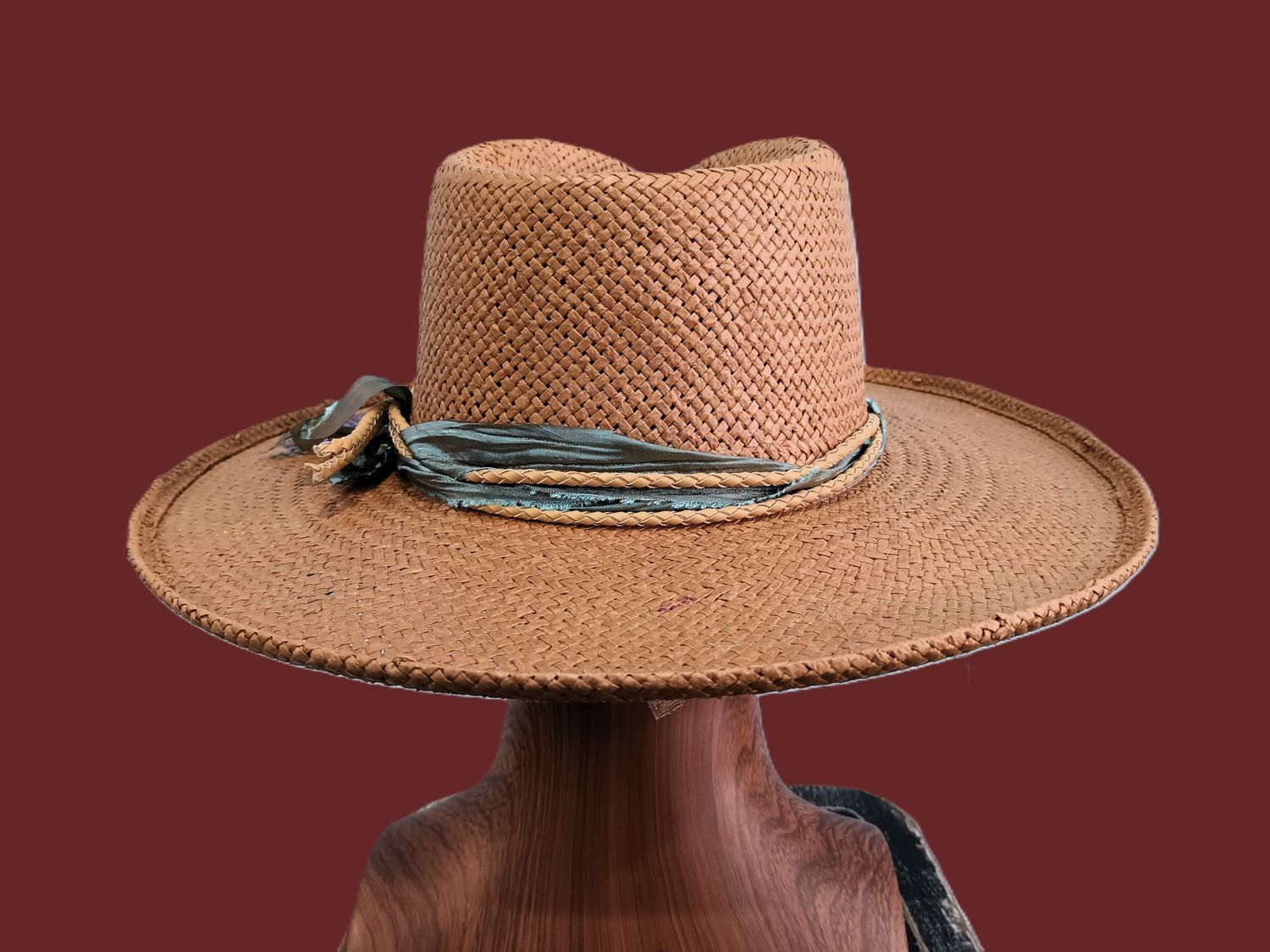 Straw Rolled Brim Rancher Painted 4