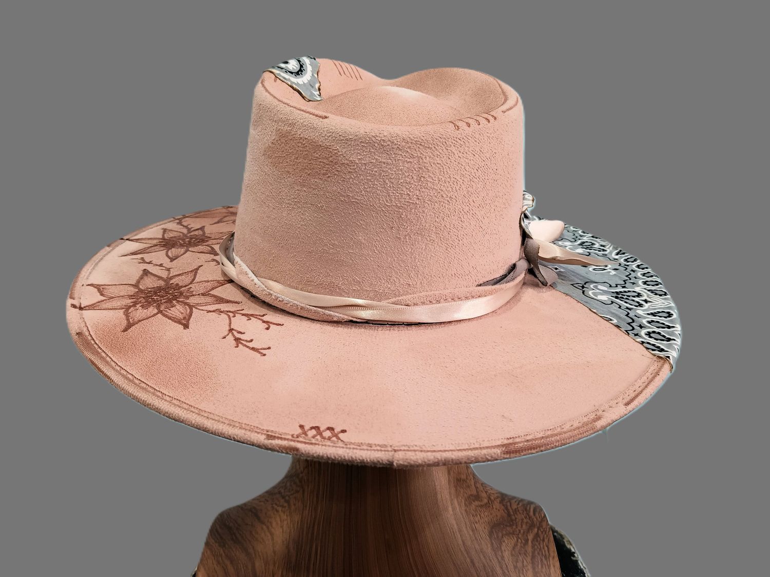 Tash Blush Rancher Woodburned Silver Bandana