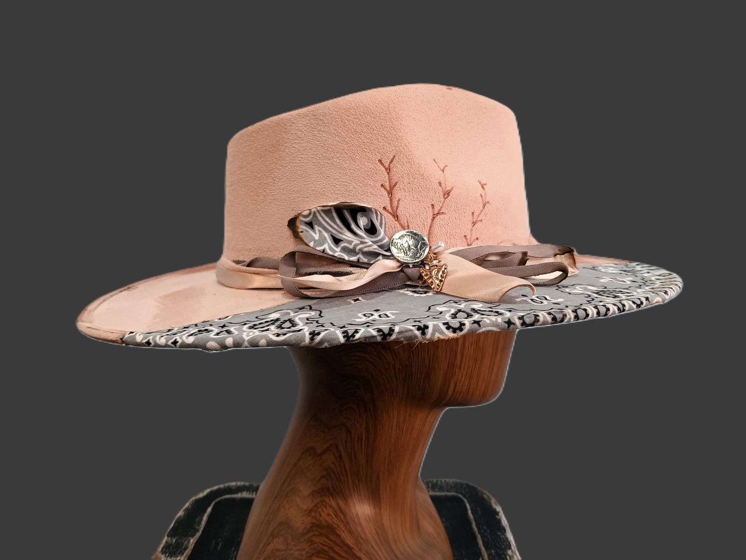 Tash Blush Rancher Woodburned Silver Bandana