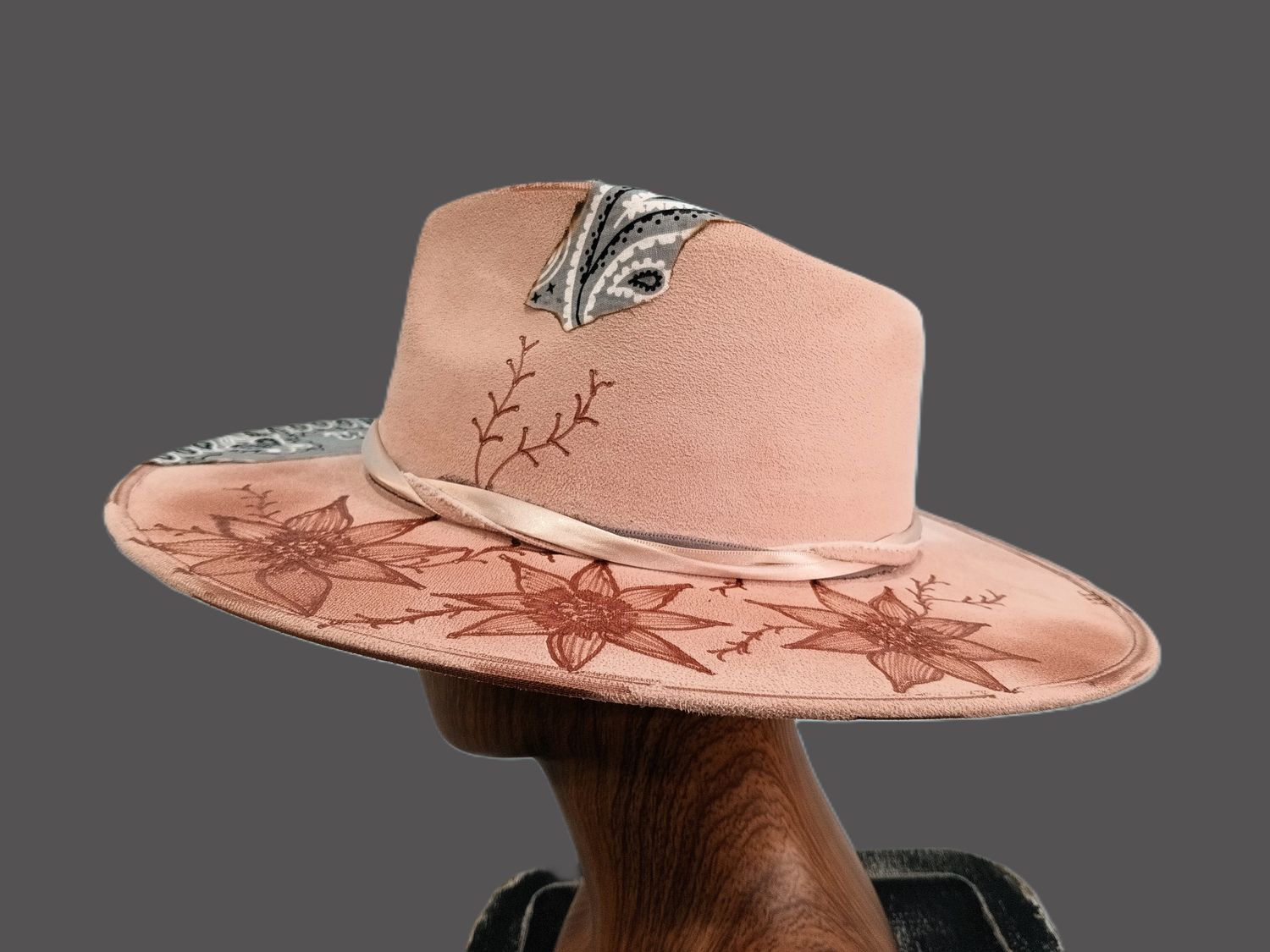 Tash Blush Rancher Woodburned Silver Bandana