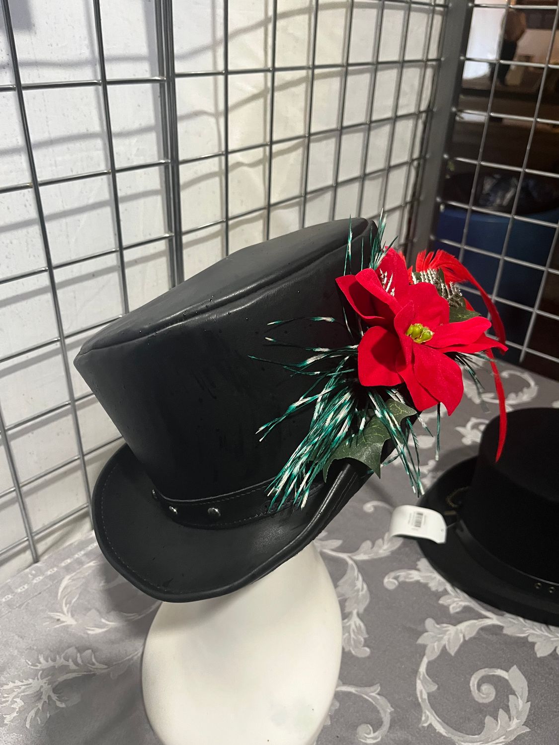 Black Faux Leather Steampunk Top Hat