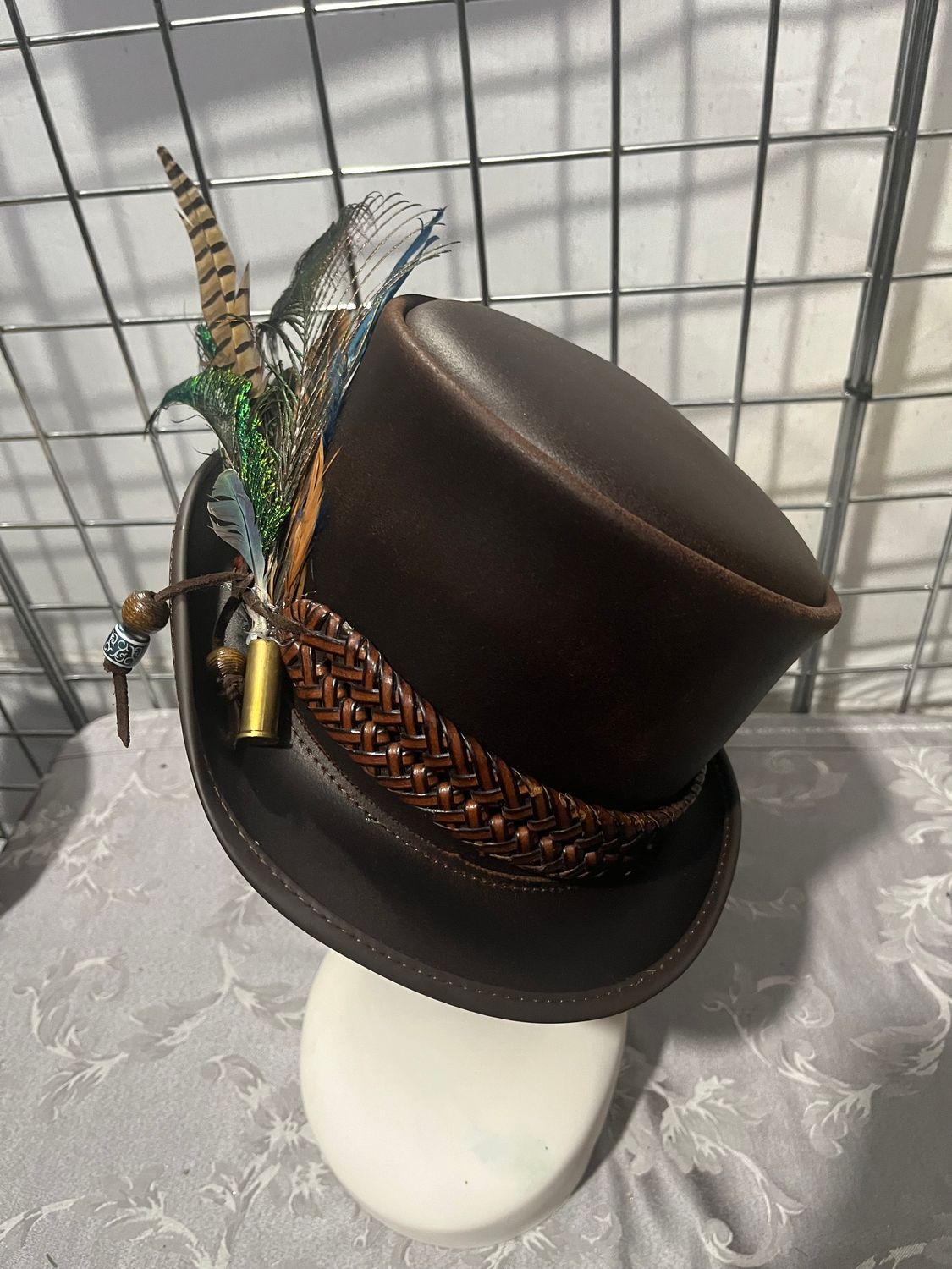 Brown Leather Maverick Top Hat