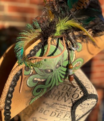Calypso Tan Tricorn/Handpainted Green Kraken