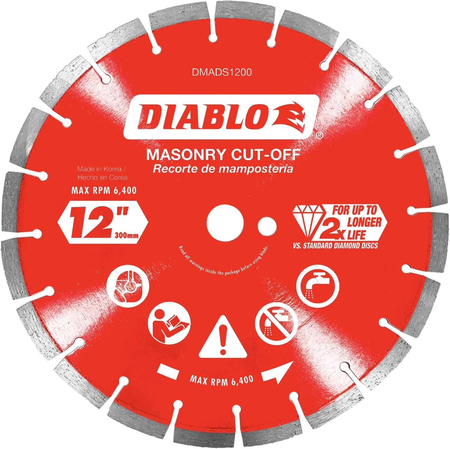 DMADST1200 12 in. Diamond Segmented Turbo Cut-Off Discs for Masonry