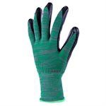 1dz. Knitted Polyester Gloves Green With Black Nitrile Palm