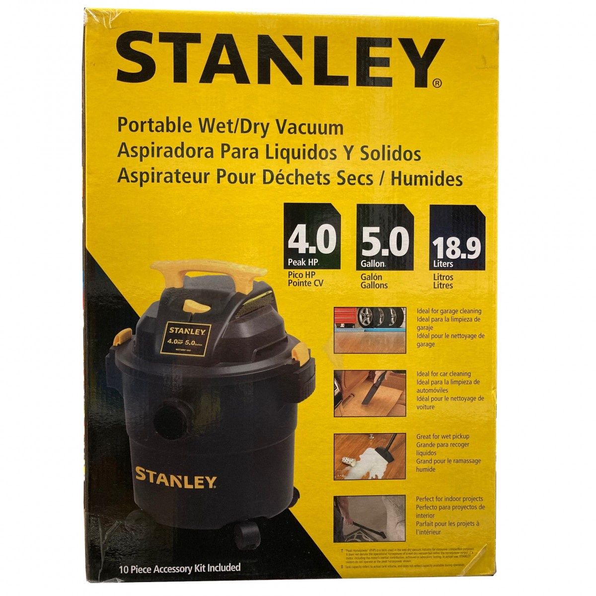 SL18115P4H STANLEY 5 GALLON POLY VACUUM 4.0HP 1-1/4&quot;x 5&#39; HOSE, 10&#39; CORD, INCL. HOSE, WAND, DISP. DU…