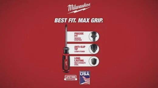 MT206 1/Milwaukee 4" Slotted 4" Cushion Grip Screwdriver