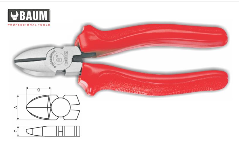 13 Side Cutting Pliers, Steel- C60, Finish- Polished, Sleeve 7&quot;/ 180 MM