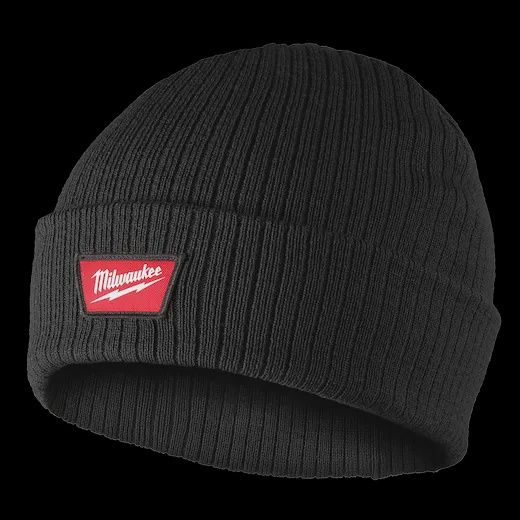 M750B Milwaukee Tool Men&#39;s Black Rib-Knit Cuffed Beanie Cap