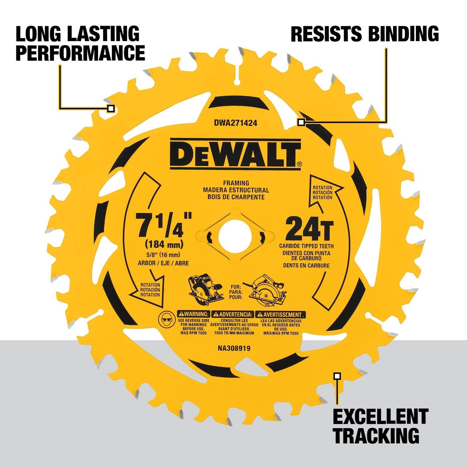 DEWALT 7-1/4&quot; X 24T CIRCULAR SAW BLADS (2PK)