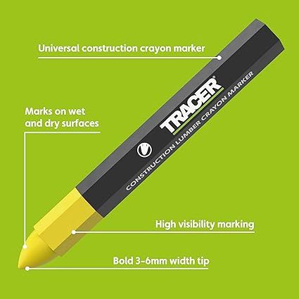 TRACER Construction Lumber Crayon Markers (12pk) - Yellow