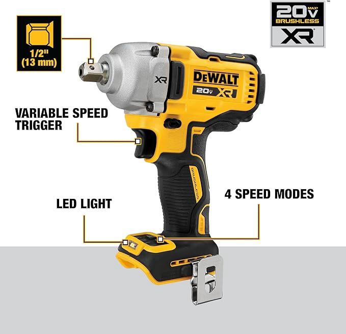 DCF892B 20V MAX* XRÃ‚Â® 1/2 in. Mid-Range Impact Wrench with Detent Pin Anvil (Tool Only)