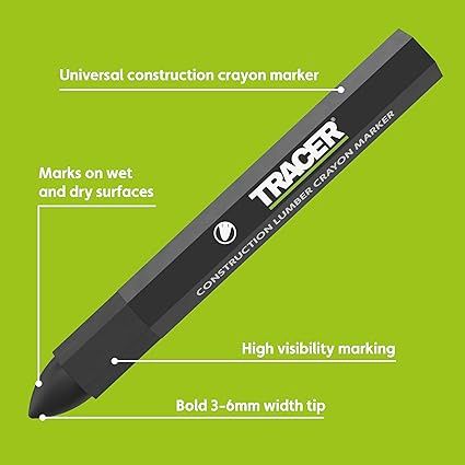 TRACER Construction Lumber Crayon Markers (12pk) - Black