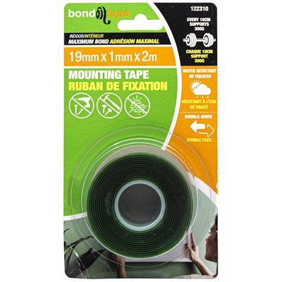 122310 Maximum Bond Mounting Tape 19mm x 1mm x 2m Indoor