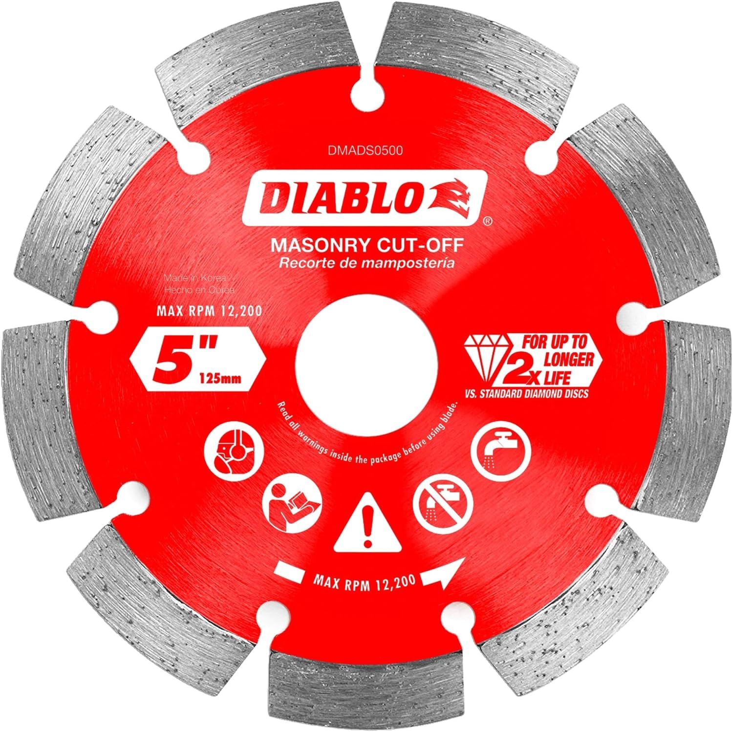 DMADS0500 5 in. Diamond Segmented Cut-Off Discs for Masonry