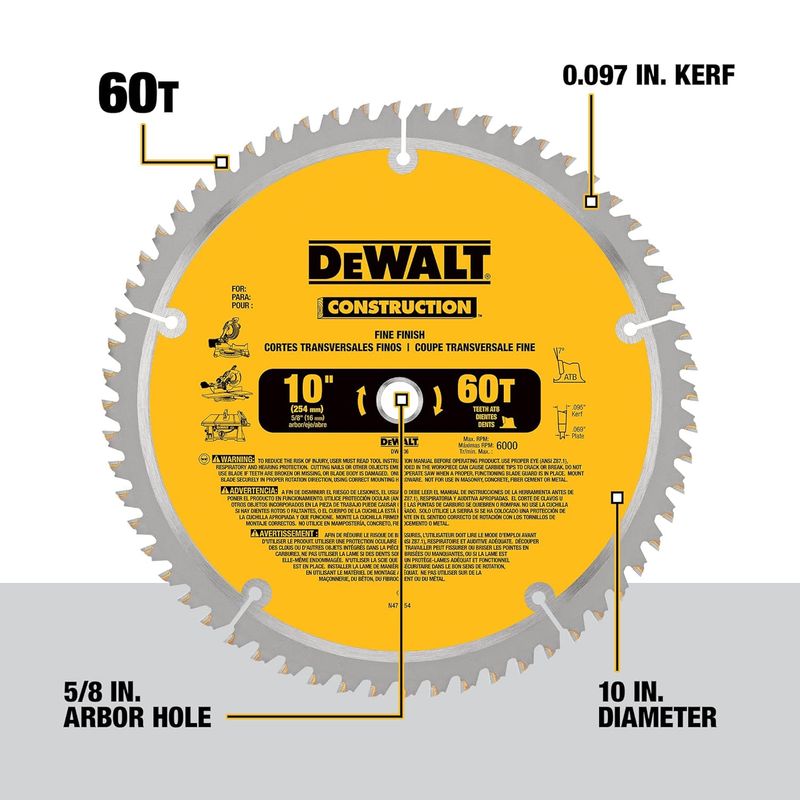 DW3106TWRC 10IN 60T SAW BLADE