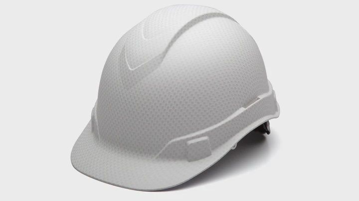 HP44116C Pyramex Matte White Graphite Ridgeline Standard Hard Hat