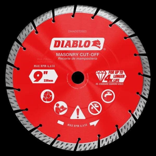 DMADST0900 9 in. Diamond Segmented Turbo Cut-Off Discs for Masonry
