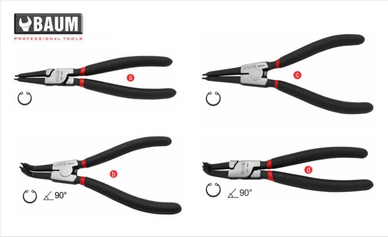 30 Circlip Pliers , Steel- CRV, Finish- Polished 7"/ 180 MM - External Bent
