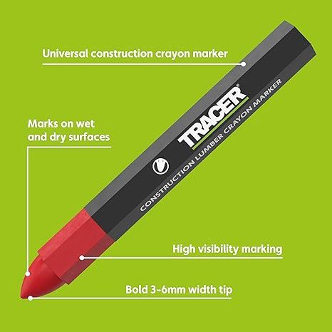 TRACER Construction Lumber Crayon Markers (12pk) - Red