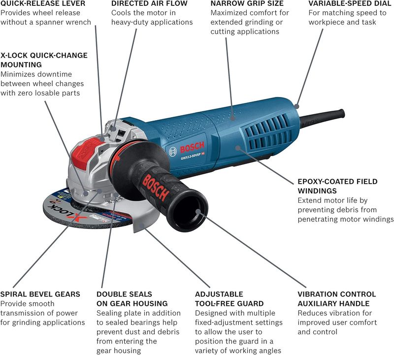 GWX13-50 120V 5" X-Lock Angle Grinder