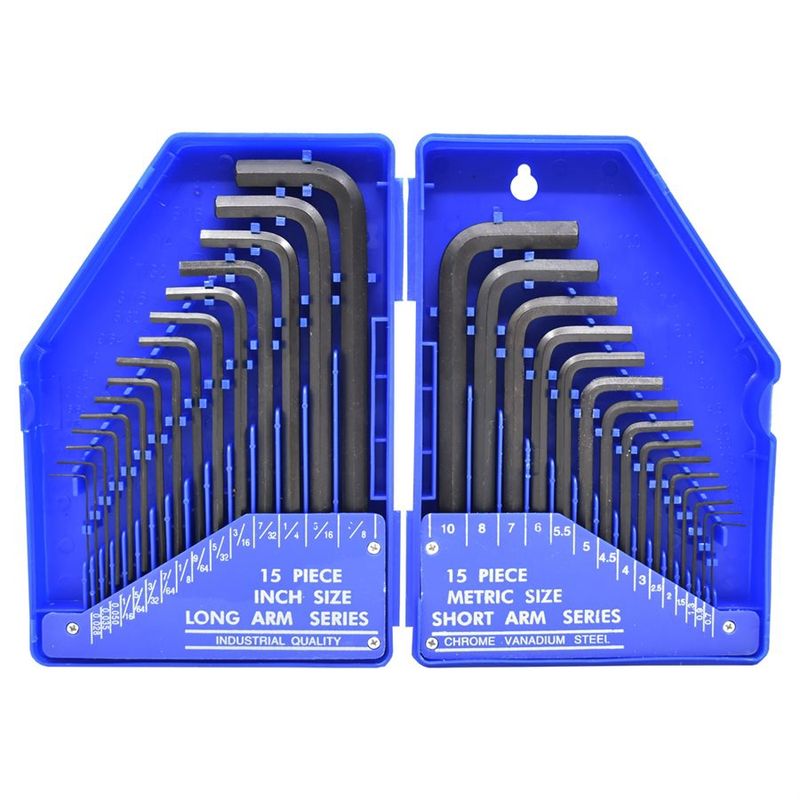 307330 30PC Hex Key Wrench SAE &amp; Metric Set Cr-V