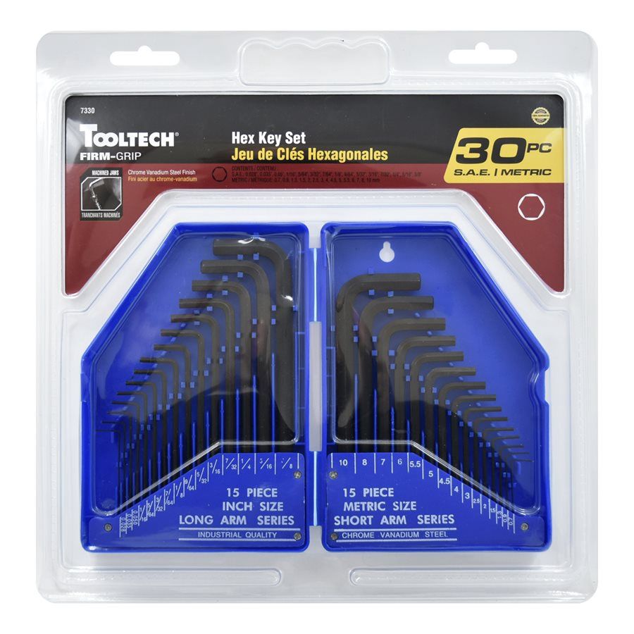 7330 30PC Hex Key Wrench SAE &amp; Metric Set Cr-V