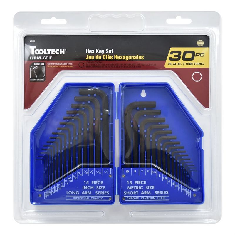 7330 30PC Hex Key Wrench SAE &amp; Metric Set Cr-V