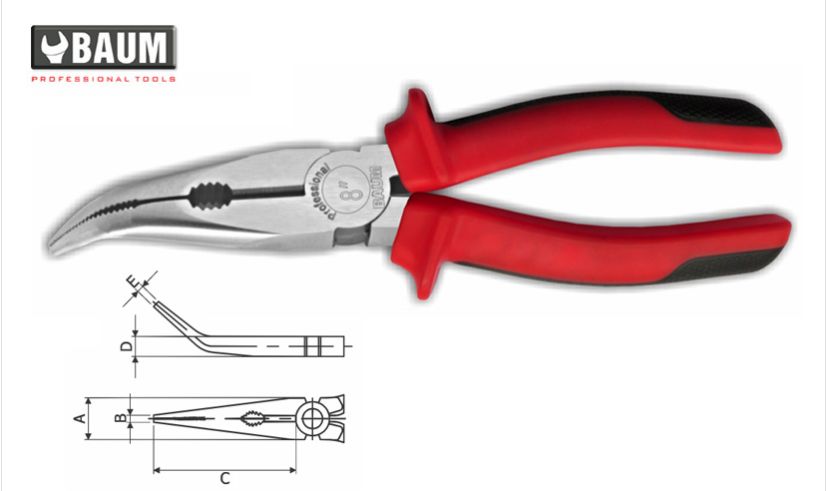 Bent Nose Pliers, Steel- C60, Finish- Polished 8&quot;/ 150 MM