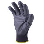 105552 1dz Knitted Polyester Gloves Black With Black Pu palm (M)