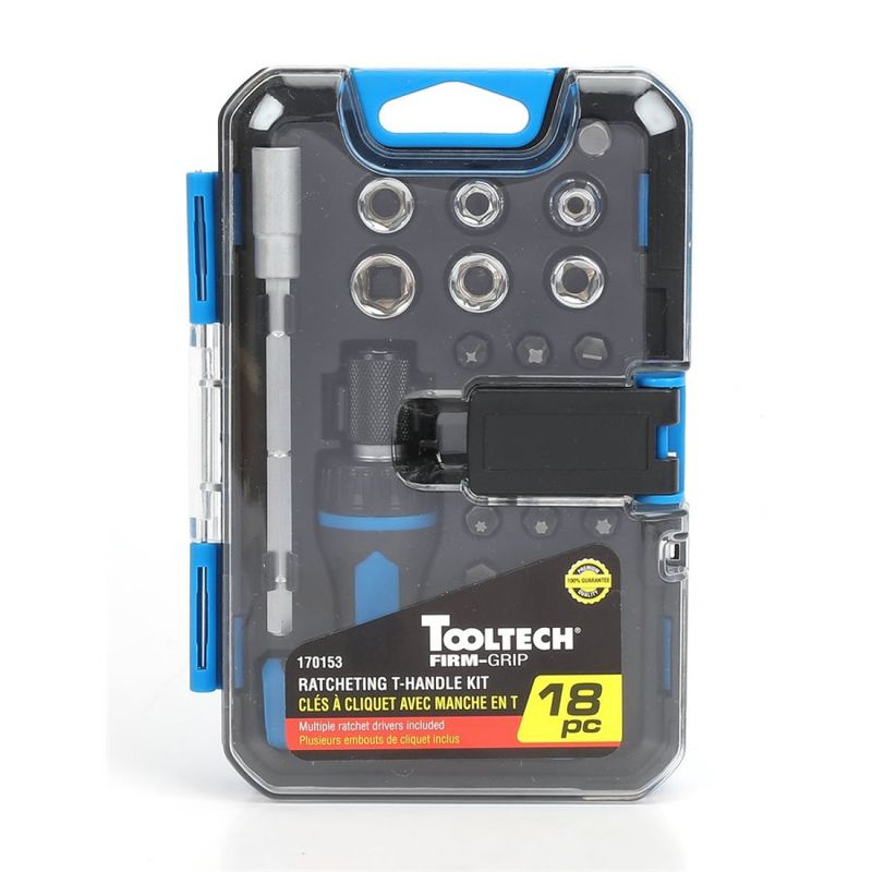 170153 18PC Ratcheting T-Handle Bit Driver &amp; Socket Set