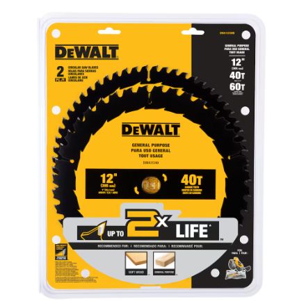 DWA112CMB Dewalt 12 in. 40T / 60T General Purpose Combo Pack