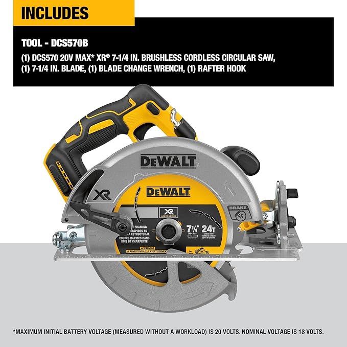 DEW-DCS570B DeWalt 20V XR 7-1/4" Circular Saw