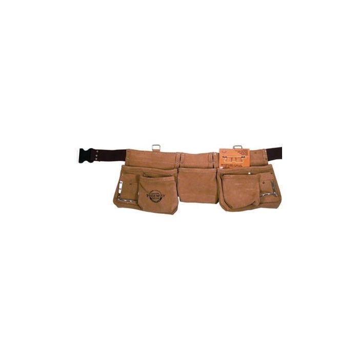 187054 Carpenter Apron Leather 11pocket (2 lrg 3 med 6 sm) with Web Belt