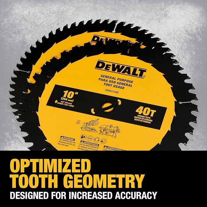 Dewalt DWA110CMB - 10 IN 60T &amp; 40T SAW ONE BLADE CONSTRUCTION BLADE SET