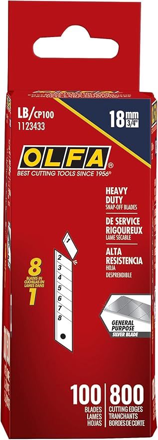 LB/CP100 OLFA LB-CP 100 CONTRACTOR PACK HEAVY-DUTY 18MM SNAP-OFF BLADE - 100/PK