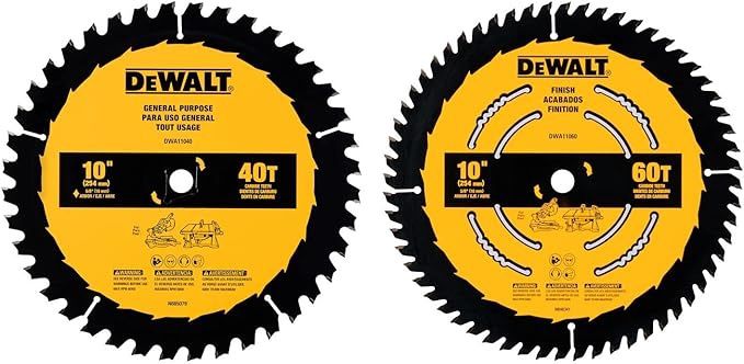 Dewalt DWA110CMB - 10 IN 60T &amp; 40T SAW ONE BLADE CONSTRUCTION BLADE SET