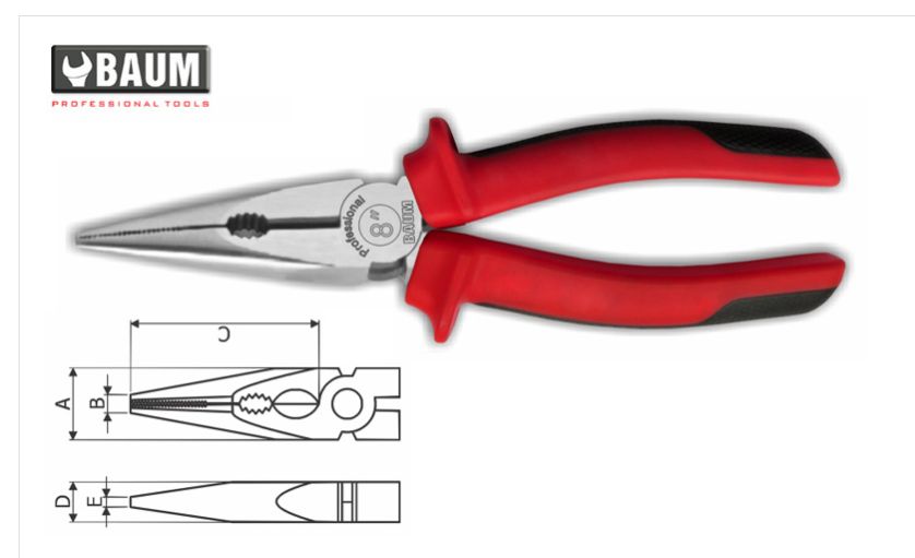 14 Long Nose Pliers, Steel- C60, Finish- Polished 8&quot; / 200 MM(1)