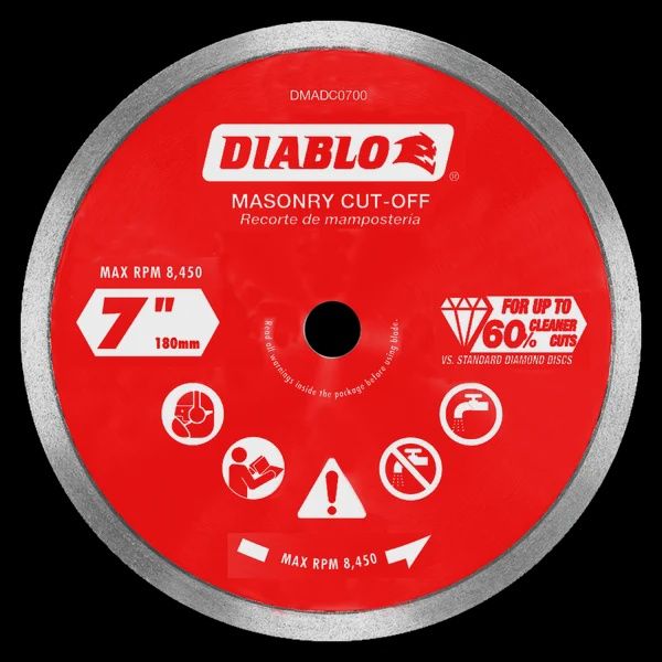 DMADC0700 7 in. Diamond Continuous Rim Cut-Off Discs for Masonry