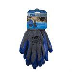 105643 1dz. Knitted Cotton Gloves Gray With Crinkle Latex Palm Blue (L)