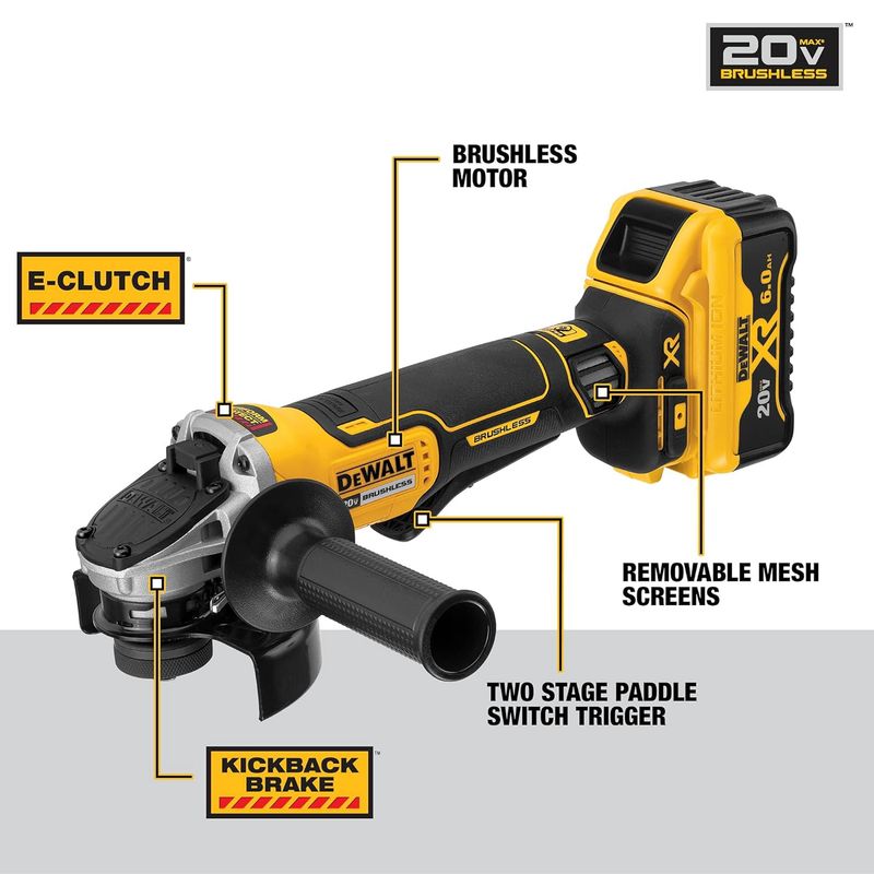 DCG418BP FLEXVOLTÃ‚Â® 60V MAX* Brushless 4-1/2 in. - 6 in. Cordless Grinder with Kickback Brake (To…