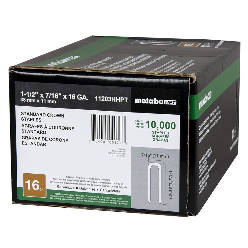 11203HHPT 7/16 X 1-1/2&quot; MED CRN STAP 10M GAL N17